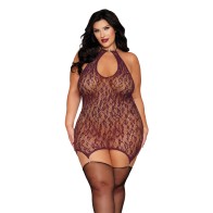 Leopard Pattern Seamless Gartered Chemise - Seductive Lingerie