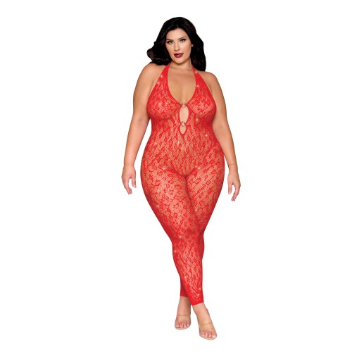 Bodystocking Sin Costuras de Leopardo Rojo para Looks Audaces