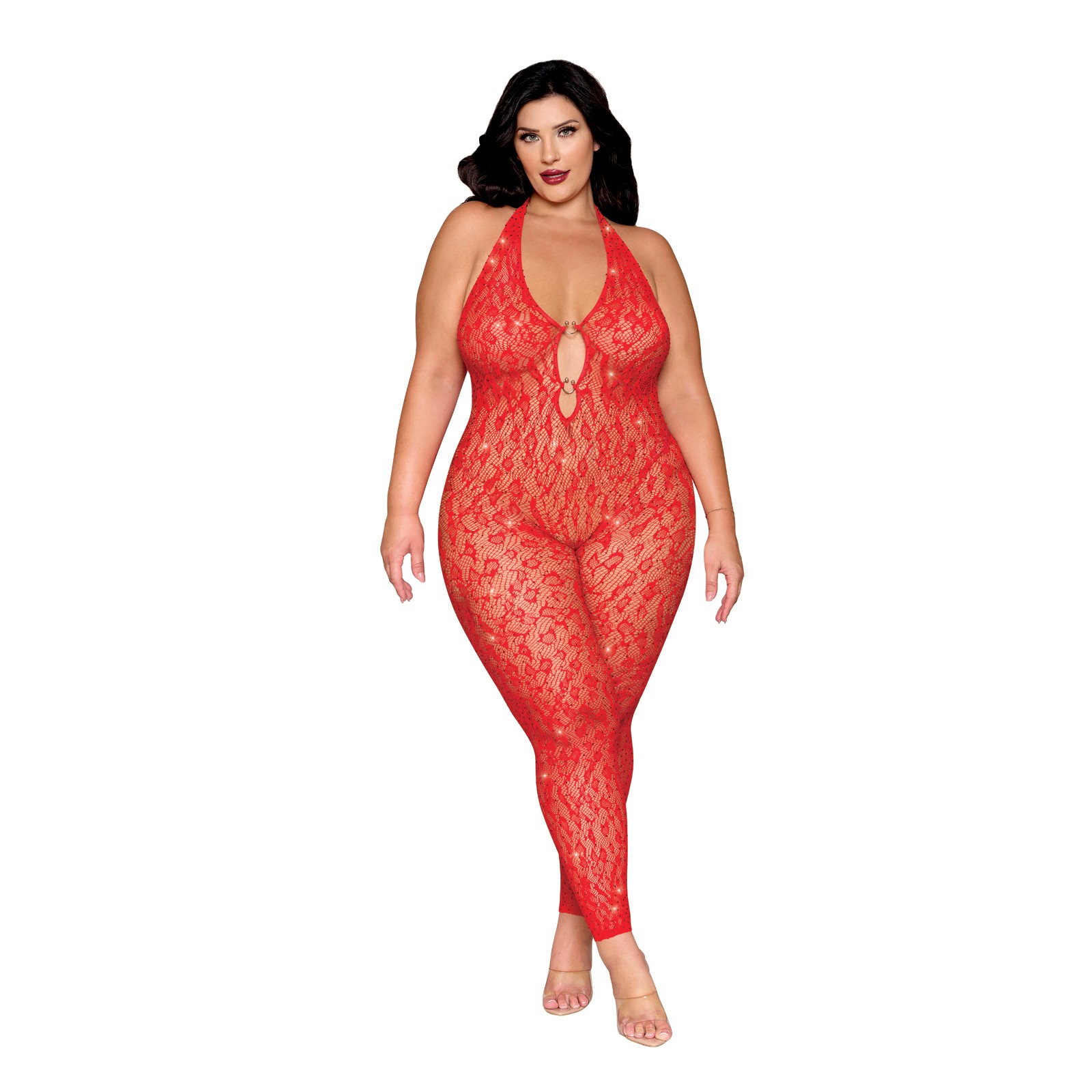 Leopard Pattern Seamless Bodystocking Red for Bold Looks