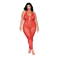 Bodystocking Sin Costuras de Leopardo Rojo para Looks Audaces