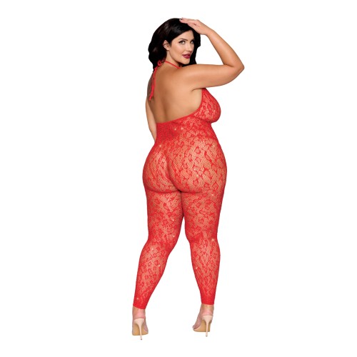 Bodystocking Sin Costuras de Leopardo Rojo para Looks Audaces