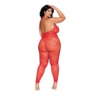 Bodystocking Sin Costuras de Leopardo Rojo para Looks Audaces