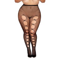 Fishnet Pantyhose with Back Seam and Bows Black QN