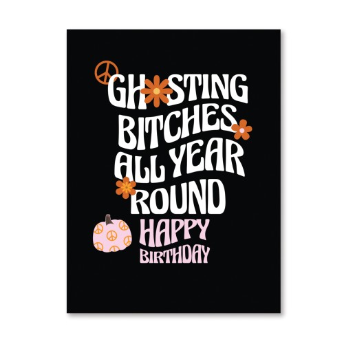 Halloween Ghosting Birthday Greeting Card with Sticker