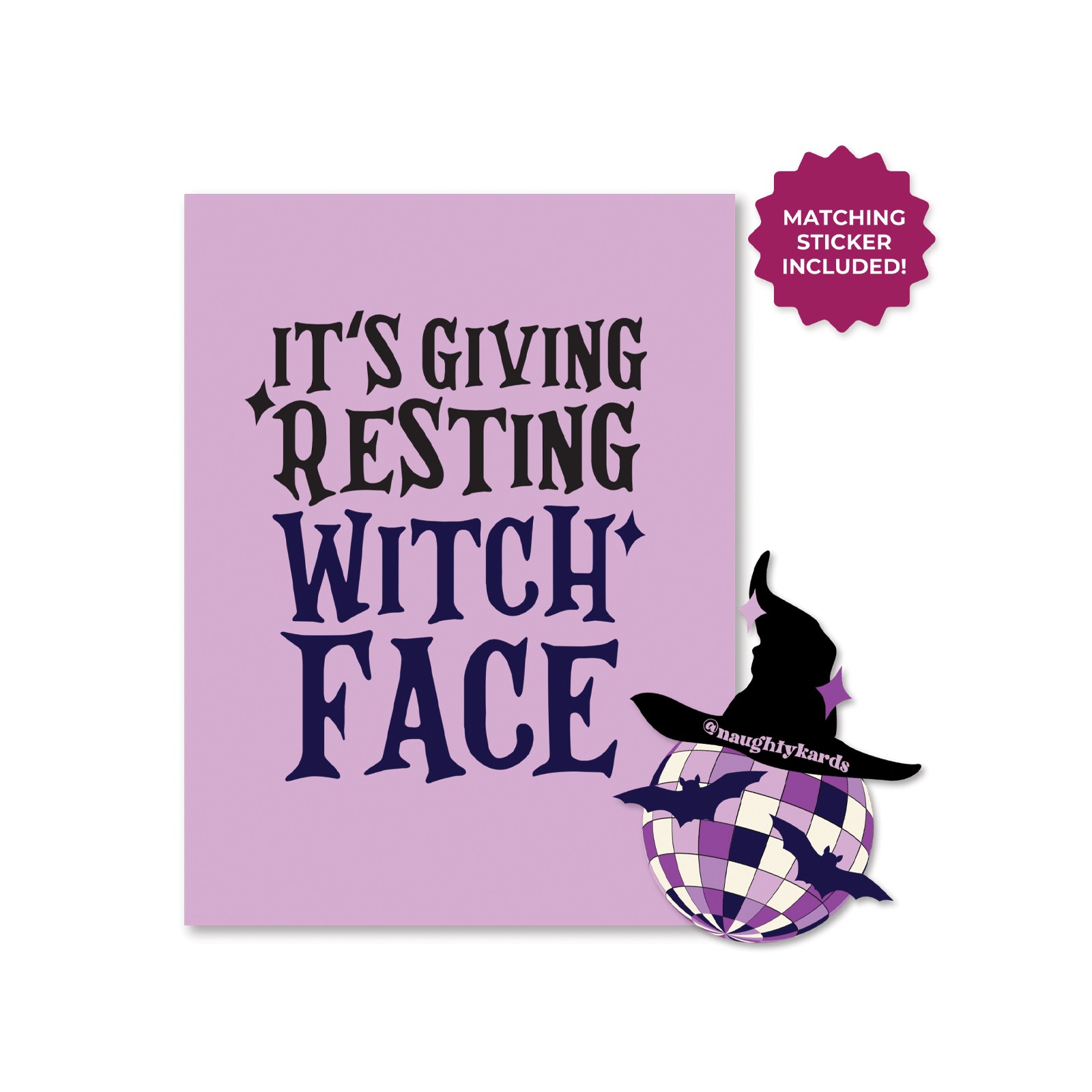 Halloween Witch Face Greeting Card with Sticker