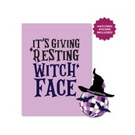 Halloween Witch Face Greeting Card with Sticker