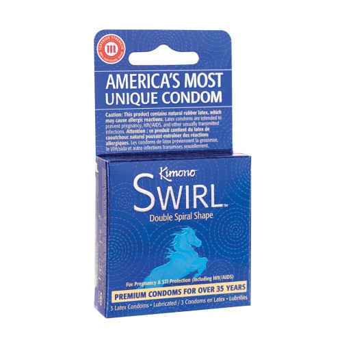 Condones Kimono Swirl Doble Espiral - Paquete de 3