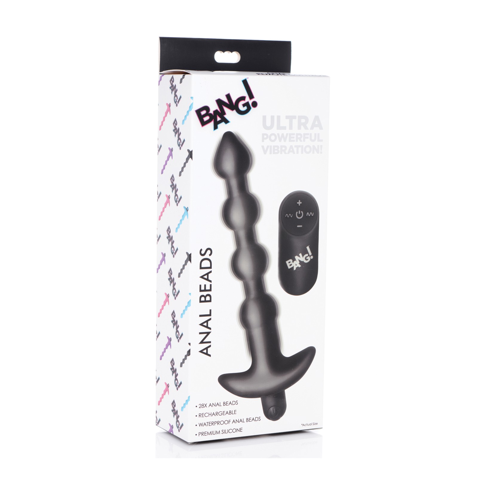 Bang 28X Vibrating Silicone Anal Beads Black