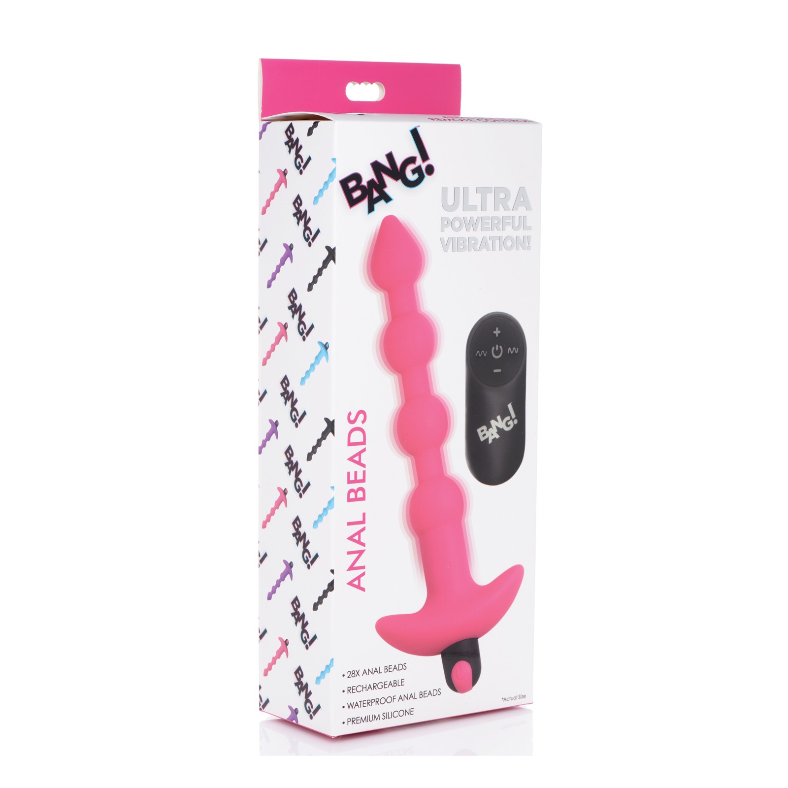 Bang! 28X Vibrating Silicone Anal Beads with Remote