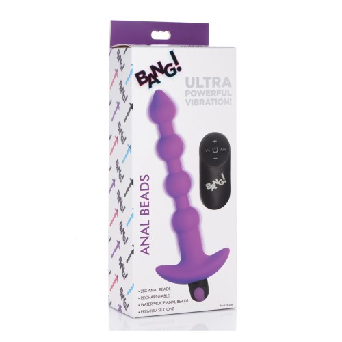 Bang 28X Vibrating Silicone Anal Beads Purple