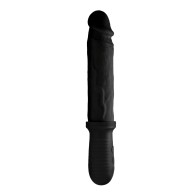 Dildo Vibrador y de Penetración Automática Master Series 8X con Asa - Negro