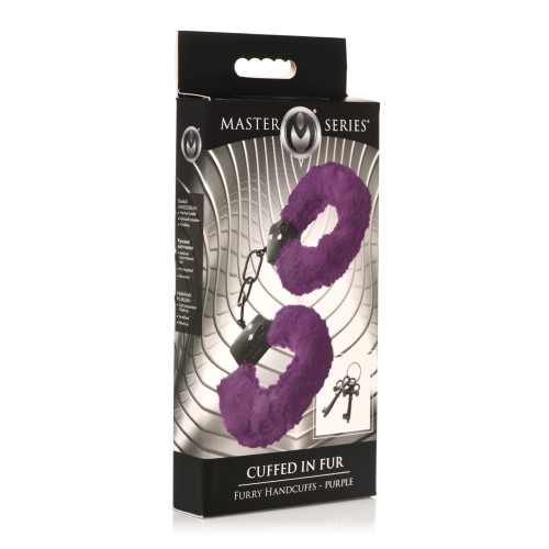 Master Series Cuffed Furry Handcuffs in Purple