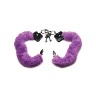 Master Series Cuffed Furry Handcuffs in Purple