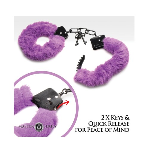 Master Series Cuffed Furry Handcuffs in Purple