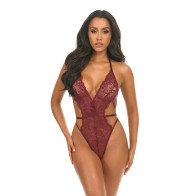 Lina Lace Halter Teddy - Zinfandel