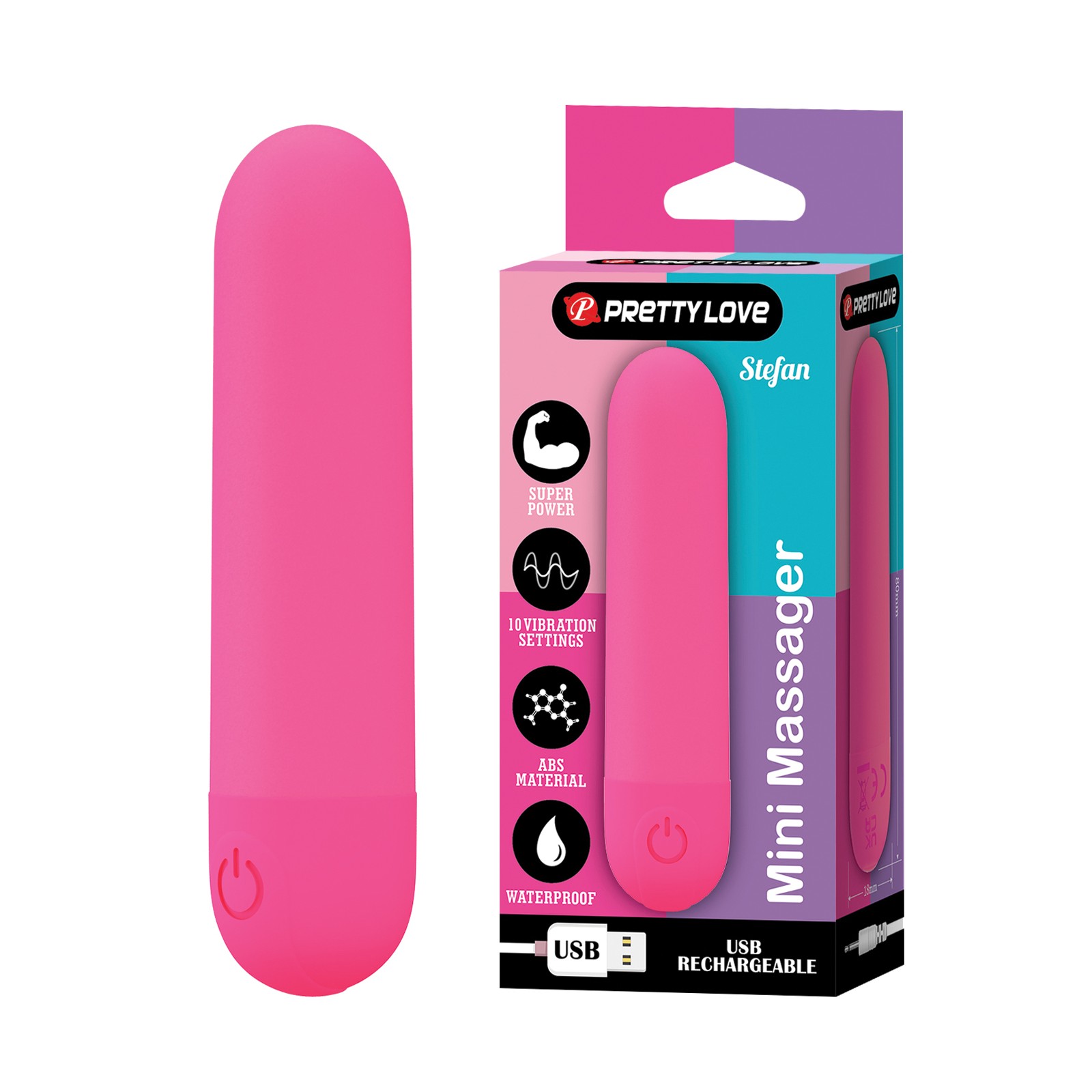 Pretty Love Stephan Mini Massager Bullet - Hot Pink