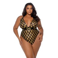 Playboy Bunny Gold Foil Halter Teddy