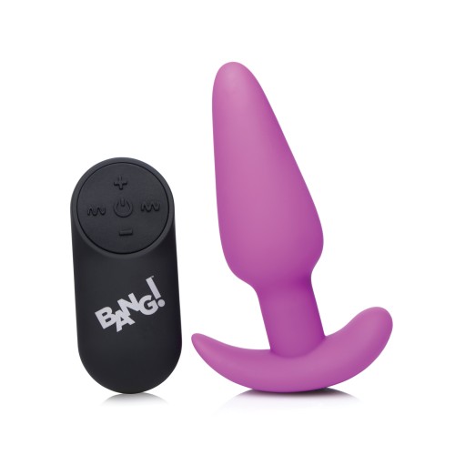 Bang! 21X Vibrating Silicone Butt Plug with Remote Purple