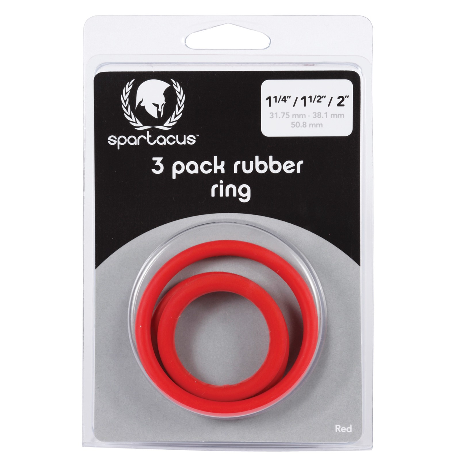 Spartacus Rubber Cock Ring Set Pack of 3 Red