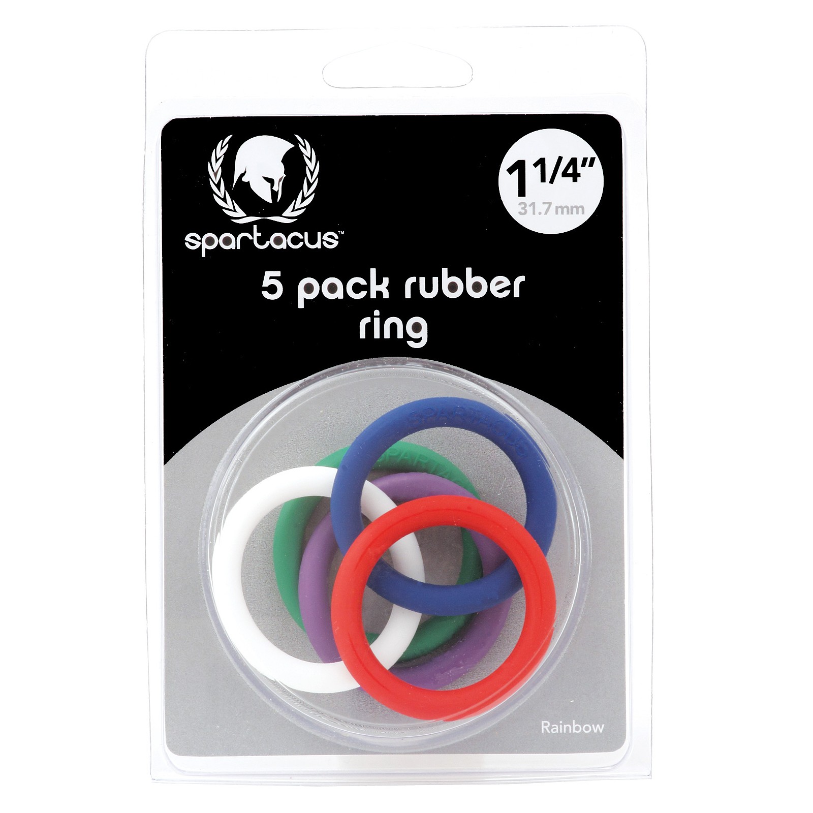 Spartacus 1.25 inch Rubber Cock Ring Rainbow Set