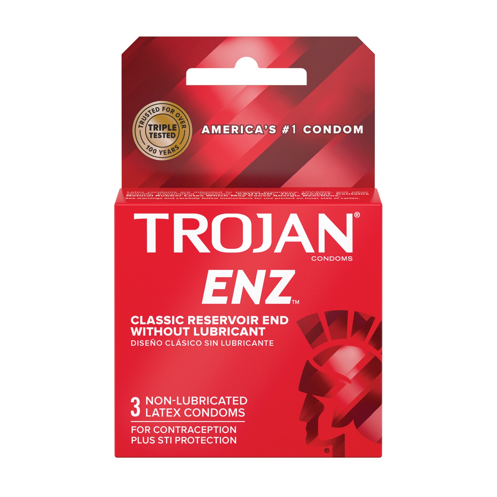 Trojan Enz Non-Lubricated Condoms Box of 3