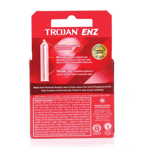 Trojan Enz Non-Lubricated Condoms Box of 3