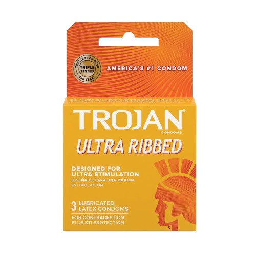 Trojan Ultra Ribbed Condoms Box of 3