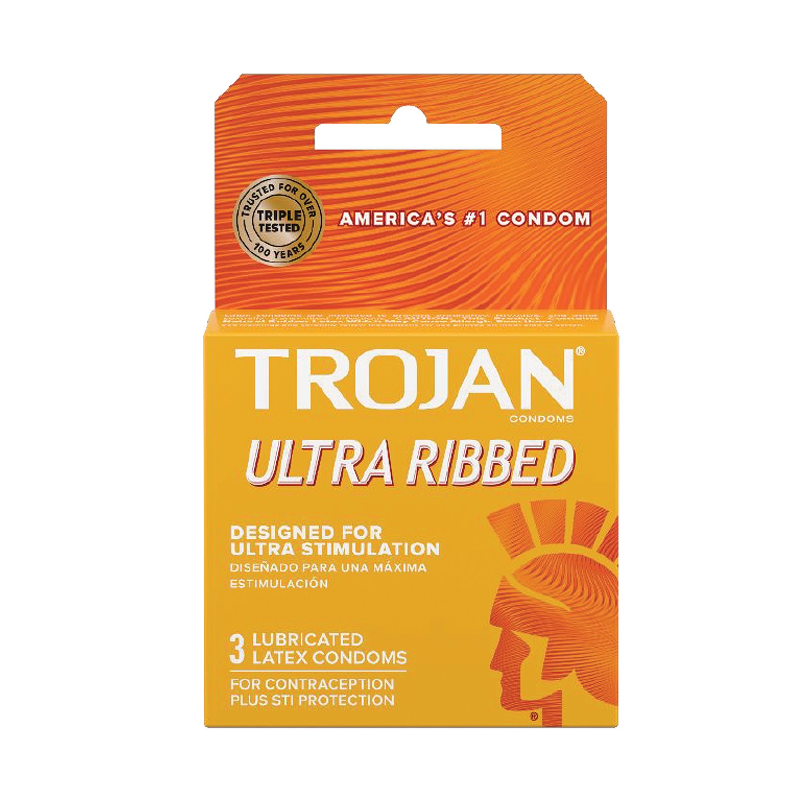 Condones Trojan Ultra Ribbed Caja de 3