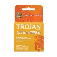 Condones Trojan Ultra Ribbed Caja de 3