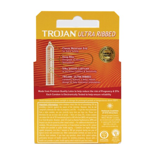 Trojan Ultra Ribbed Condoms Box of 3