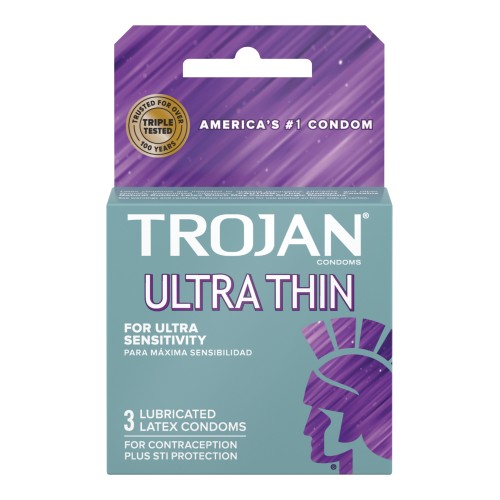 Preservativos Lubricados Ultra Finos Trojan Caja de 3