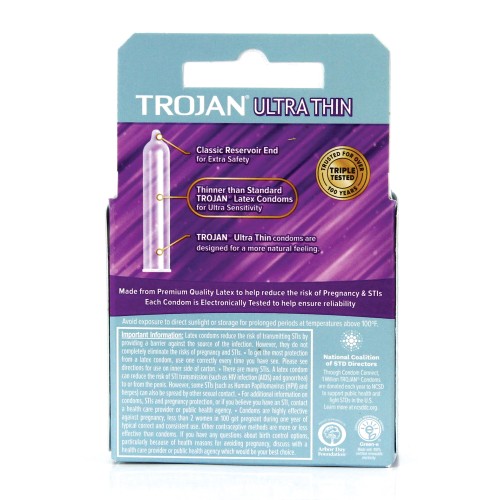 Preservativos Lubricados Ultra Finos Trojan Caja de 3