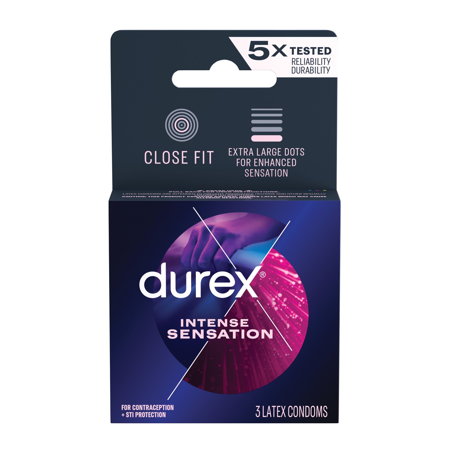 Durex Intense Sensation Condoms - Box of 3 for Pleasure