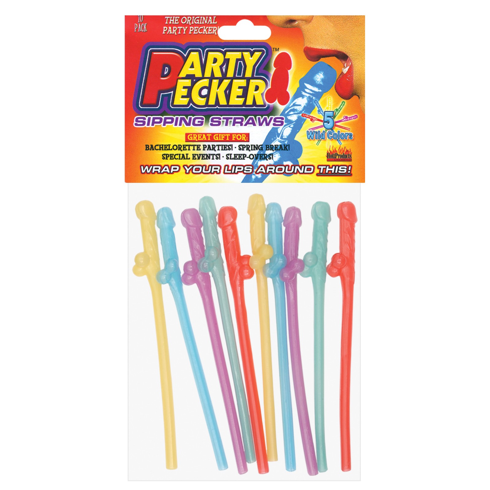 Party Pecker Straws Assorted Colors