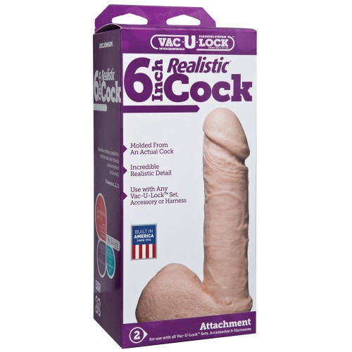 Vac-U-Lock Pene Realista de 6" - Blanco