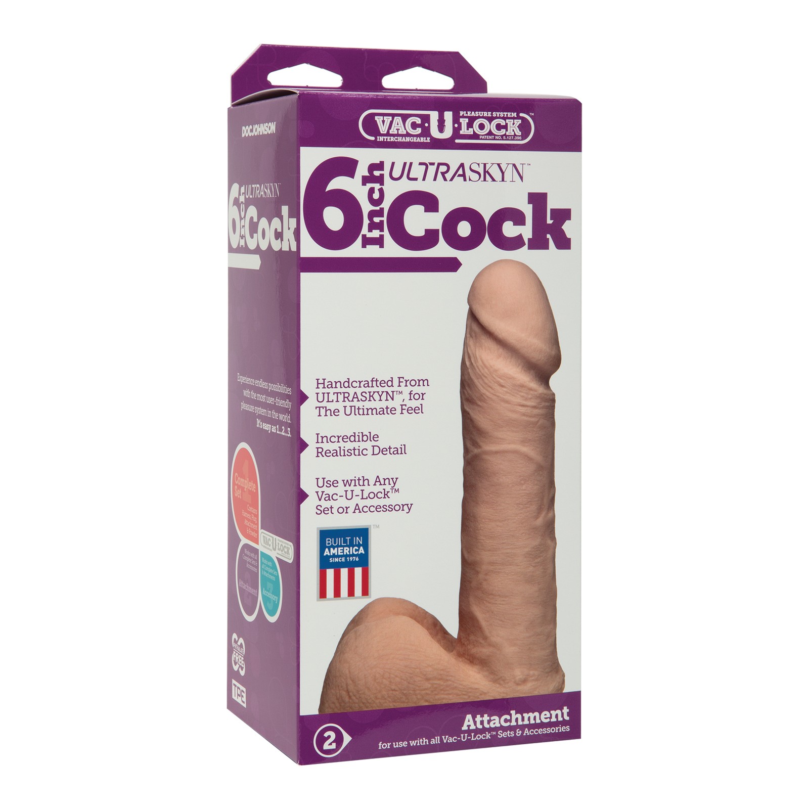 Vac-U-Lock 6 Inch Ultraskyn Cock Attachment White