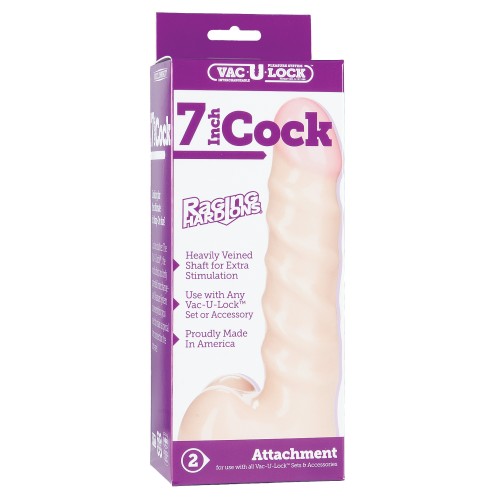 Vac-U-Lock 7" Raging Hard On Pene Realista - Blanco