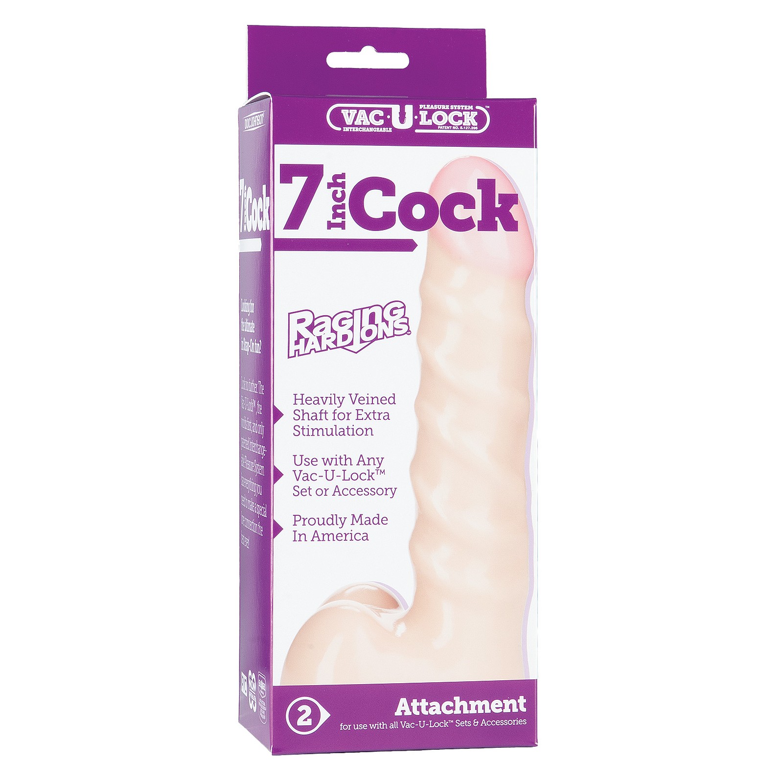 Vac-U-Lock 7" Raging Hard On Realistic Cock - White