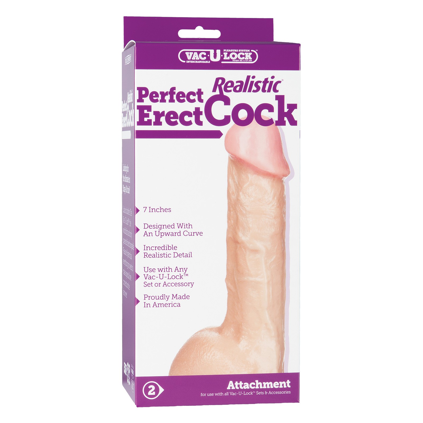 Vac-U-Lock 7 Inch Perfect Realistic Cock White