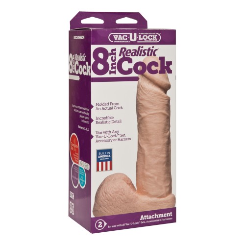 Dildo Realista Vac-U-Lock de 8" Blanco