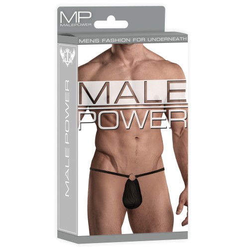 Male Power G-String with Front Ring Black O/S