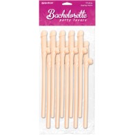 Bachelorette Party Dicky Sipping Straws - Flesh Pack of 10