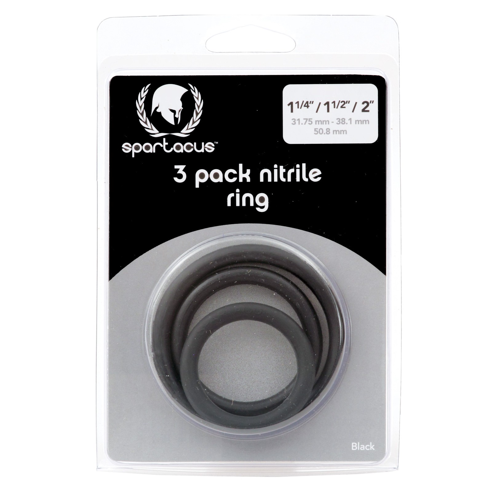 Spartacus Nitrile Cock Ring Set Black 3 Pack