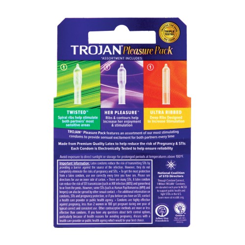 Paquete de 3 Condones Trojan Pleasure