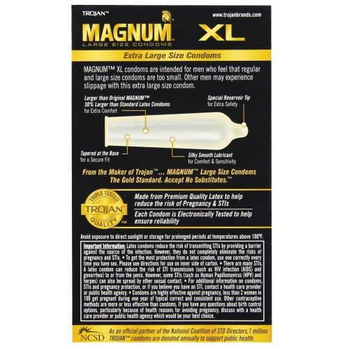 Condones lubricados Trojan Magnum XL para comodidad óptima