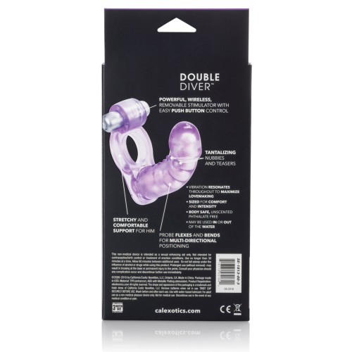 Double Diver Vibrating Enhancer with Flexible Penetrator - Purple