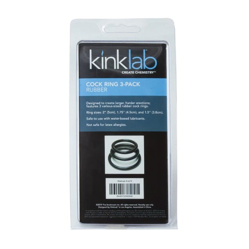 KinkLab Rubber Cock Ring Trio for Enhanced Pleasure