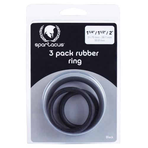 Spartacus Rubber Cock Ring Set Black