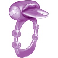 Anillo de Placer Vibrador con Lengua Dividida Púrpura