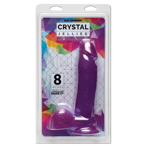 Pene Realista Crystal Jellies 8 Pulgadas Morado